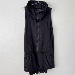 ALEXANDER WANG Sleeveless Hooded Mini Dress with Zipper and Ties in Black SZ 4
